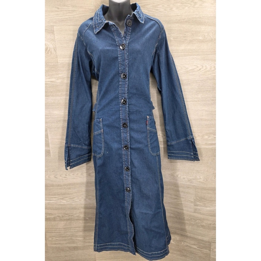 Levis Engineered Dress Twisted Seam Womens XS Button up Curved Hem Raw VTG